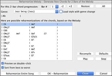 Reharmonize Melody – Generate New Chords for 2 Bars of the Melody